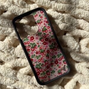 Floral Pattern Phone Case - Black and Pink